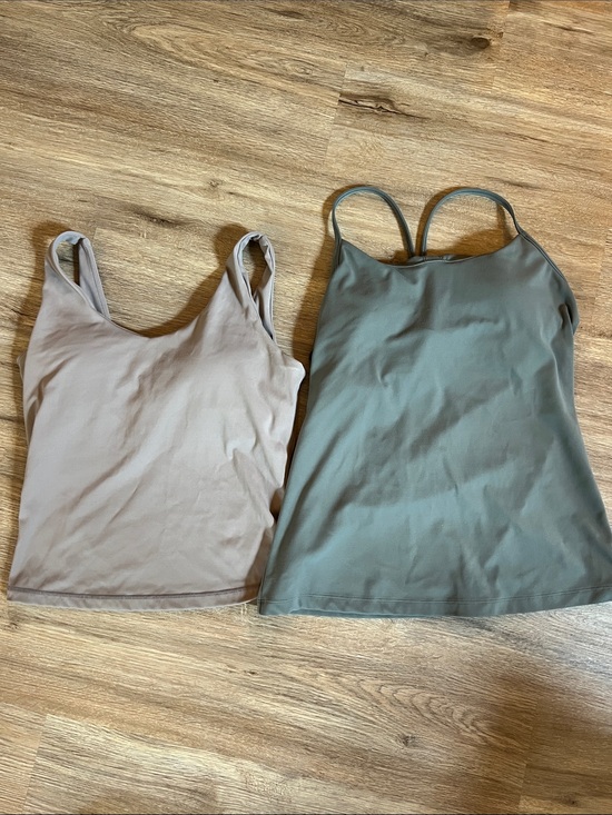 CRZ YOGA Tops - Scoop Neck Tank Tops in Taupe and Sage Green